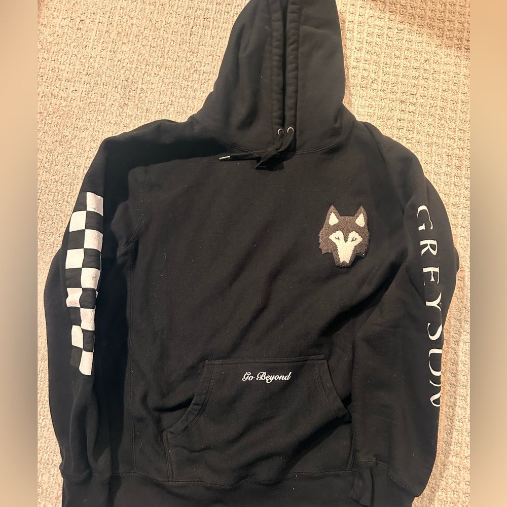 Black Greyson Hoodie with Wolf Patch